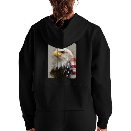 USA: Eagle of the Free - Women's Half Zip Cropped Hoodie