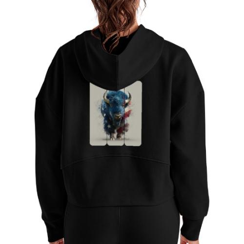 USA: Spirit of the Plains - Women's Half Zip Cropped Hoodie