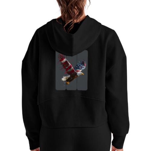 USA: Freedom in Flight - Women's Half Zip Cropped Hoodie