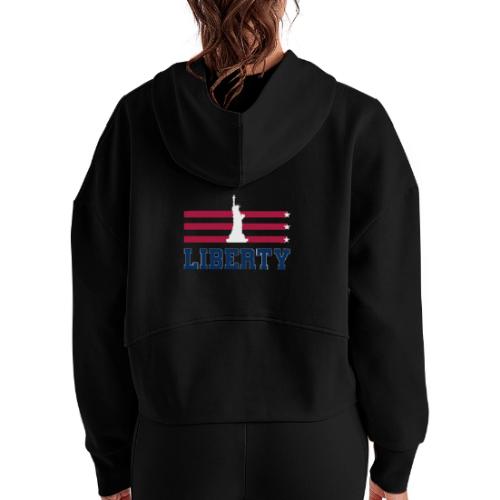 USA: Stars of Liberty - Women's Half Zip Cropped Hoodie