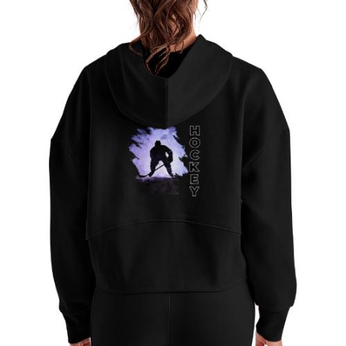 Hockey Charge - Women's Half Zip Cropped Hoodie