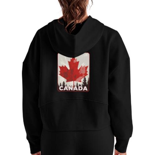 Echoes of Canada - Women's Half Zip Cropped Hoodie