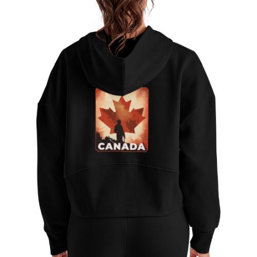 Canada Stands Tall - Women's Half Zip Cropped Hoodie