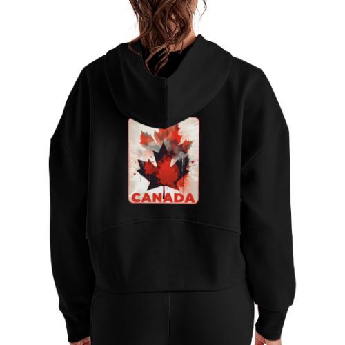 Canada Inked Leaf - Women's Half Zip Cropped Hoodie