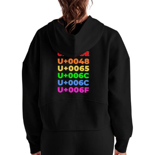 Hello, in unicode - Women's Half Zip Cropped Hoodie