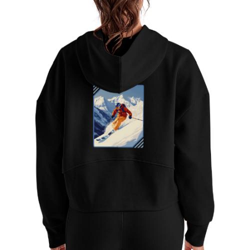 Mountain Skiing Vibes - Women's Half Zip Cropped Hoodie