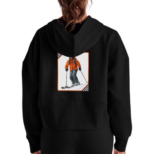Skiing Thrill Ride - Women's Half Zip Cropped Hoodie