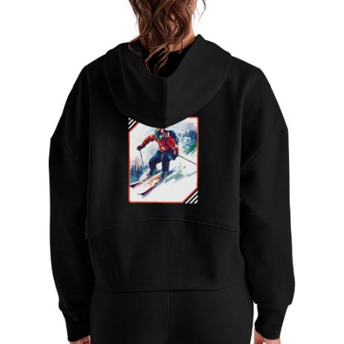Skiing is Life - Women's Half Zip Cropped Hoodie