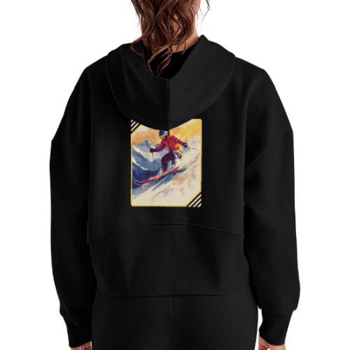 Skiing Through Snow Dreams - Women's Half Zip Cropped Hoodie