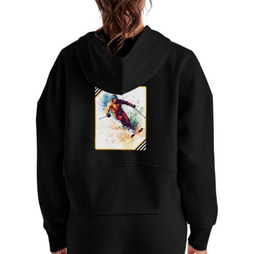 Winter Skiing Escape - Women's Half Zip Cropped Hoodie