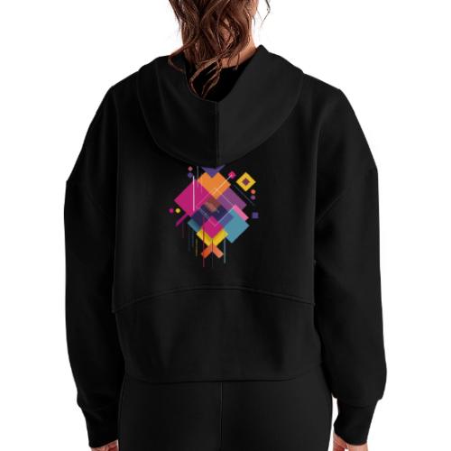 Vibrant Geometry - Women's Half Zip Cropped Hoodie