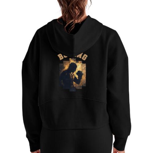 The Art of Boxing - Women's Half Zip Cropped Hoodie