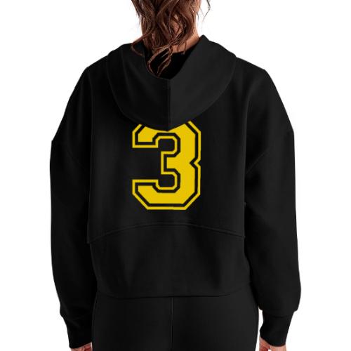 Number 3 in a classic athletic collegiate font - Women's Half Zip Cropped Hoodie