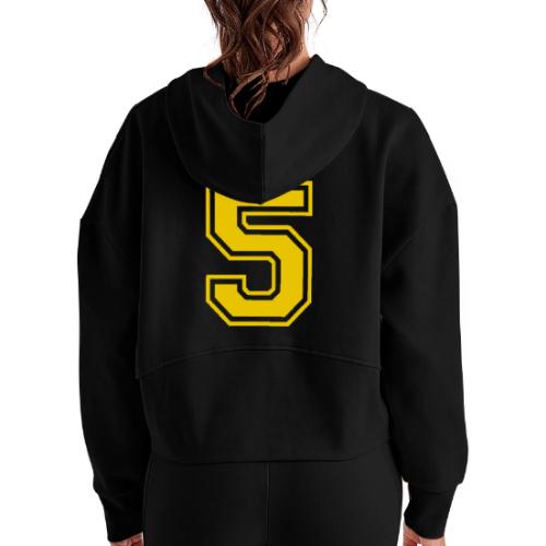 Number 5 in a classic athletic collegiate font - Women's Half Zip Cropped Hoodie