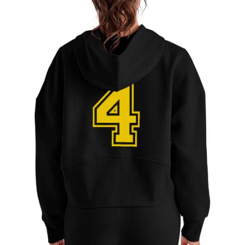 Number 4 in a classic athletic collegiate font - Women's Half Zip Cropped Hoodie