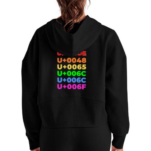 Hello, in unicode - Women's Half Zip Cropped Hoodie