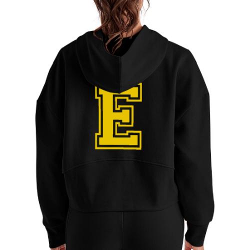 Letter E – Capital Athletic Alphabet Monogram - Women's Half Zip Cropped Hoodie