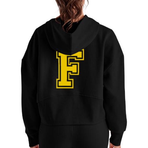 Letter F – Capital Athletic Alphabet Monogram - Women's Half Zip Cropped Hoodie