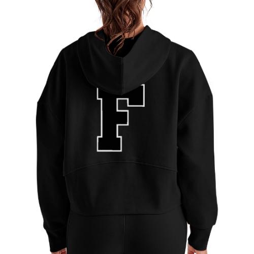 Varsity Letter F Athletic Monogram - Women's Half Zip Cropped Hoodie