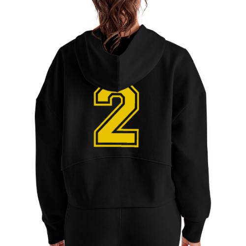 Number 2 in a classic athletic collegiate font - Women's Half Zip Cropped Hoodie