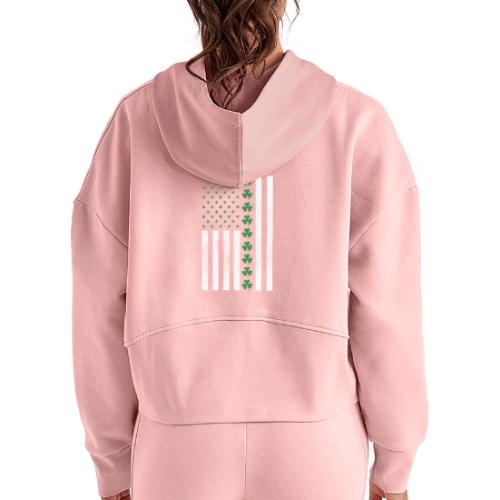 Irish American - Women's Half Zip Cropped Hoodie