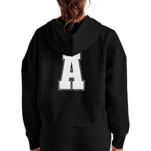 White Letter A – Varsity Alphabet Monogram - Women's Half Zip Cropped Hoodie