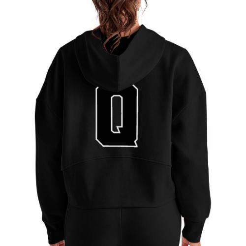 Varsity Letter Q Collegiate Font Graphic - Women's Half Zip Cropped Hoodie