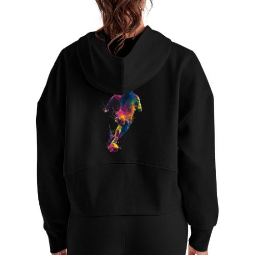 Soccer: Kick of Colors - Women's Half Zip Cropped Hoodie