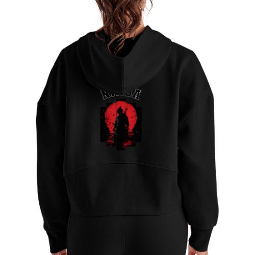 Ninja in the Shadows - Women's Half Zip Cropped Hoodie