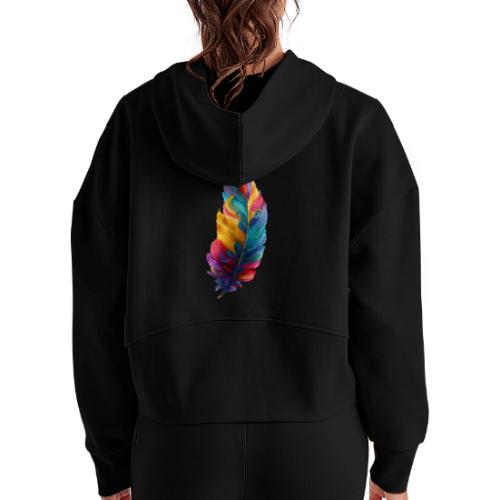 Spectrum Feather Flow - Women's Half Zip Cropped Hoodie
