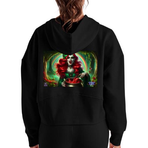 Fiona Undead Angel Leprechaun Vamp Queen #DFV-001L - Women's Half Zip Cropped Hoodie