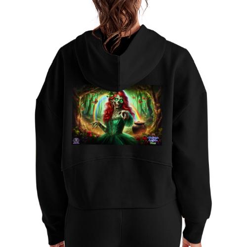 Fiona Undead Angel Leprechaun Queen #DFZ-001L - Women's Half Zip Cropped Hoodie