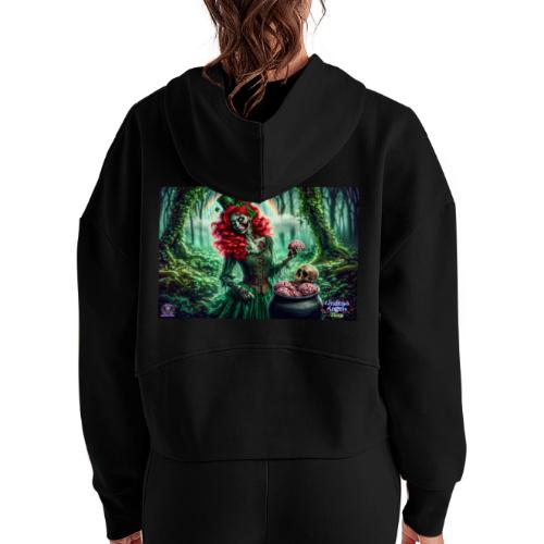 Fiona Undead Angel Leprechaun Queen #DFZ-006L - Women's Half Zip Cropped Hoodie