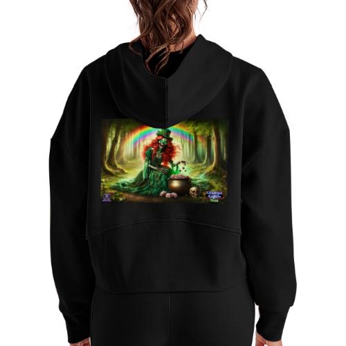 Fiona Undead Angel Leprechaun Queen #DFZ-007L - Women's Half Zip Cropped Hoodie
