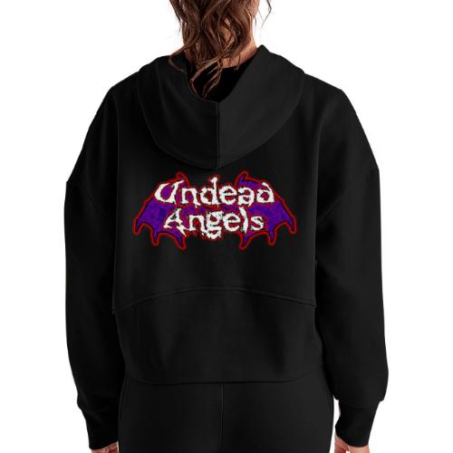 Undead Angels Logo - Women's Half Zip Cropped Hoodie