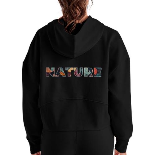 Nature in Every Letter - Women's Half Zip Cropped Hoodie