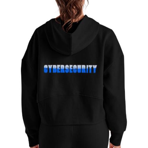 Cybersecurity Word Art Design - Women's Half Zip Cropped Hoodie