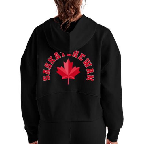 Saskatchewan with maple leaf - Women's Half Zip Cropped Hoodie