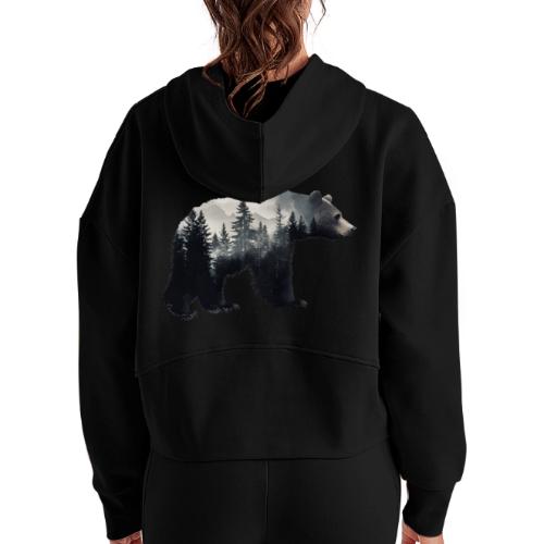 Forest Within the Bear - Women's Half Zip Cropped Hoodie