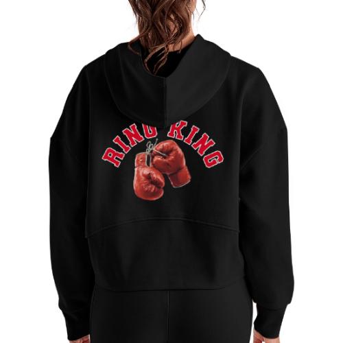 Boxing: Ring King Glory - Women's Half Zip Cropped Hoodie