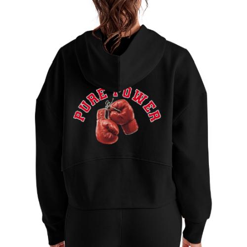 Boxing: Pure Power Punch - Women's Half Zip Cropped Hoodie