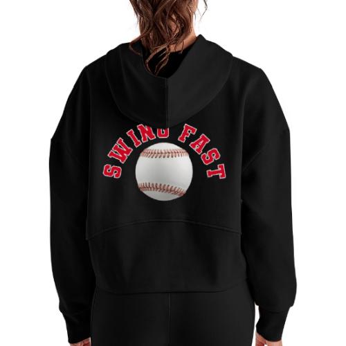 Baseball: Swing Fast Energy - Women's Half Zip Cropped Hoodie
