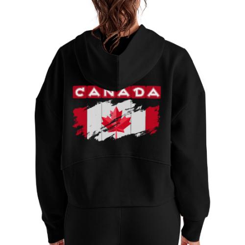 Canada, Inspired by the Canadian flag - Women's Half Zip Cropped Hoodie