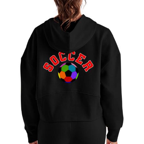 Soccer: Colorful Kick - Women's Half Zip Cropped Hoodie