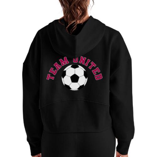 Team United Soccer Ball Sports Design - Women's Half Zip Cropped Hoodie