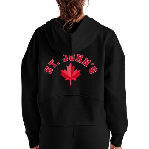 St. John's with maple leaf - Women's Half Zip Cropped Hoodie