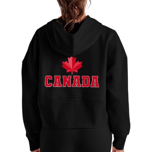 Canada with a maple leaf - Women's Half Zip Cropped Hoodie