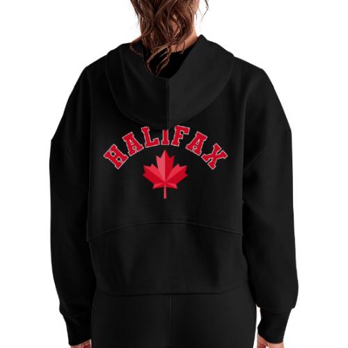 Halifax with maple leaf - Women's Half Zip Cropped Hoodie