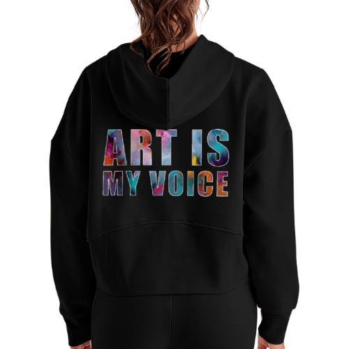 Art Is My Voice - Women's Half Zip Cropped Hoodie