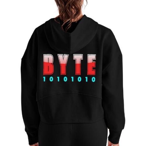 BYTE Binary Code Design - Women's Half Zip Cropped Hoodie